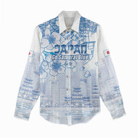 Custom Japan Football Women Casual Shirt Go Samurai Blue Sakura Tokyo Style