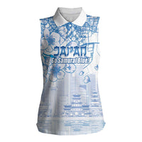 Custom Japan Football Women Sleeveless Polo Shirt Go Samurai Blue Sakura Tokyo Style