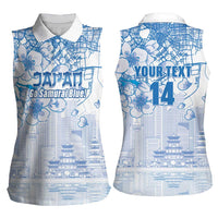 Custom Japan Football Women Sleeveless Polo Shirt Go Samurai Blue Sakura Tokyo Style
