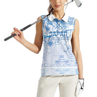 Custom Japan Football Women Sleeveless Polo Shirt Go Samurai Blue Sakura Tokyo Style
