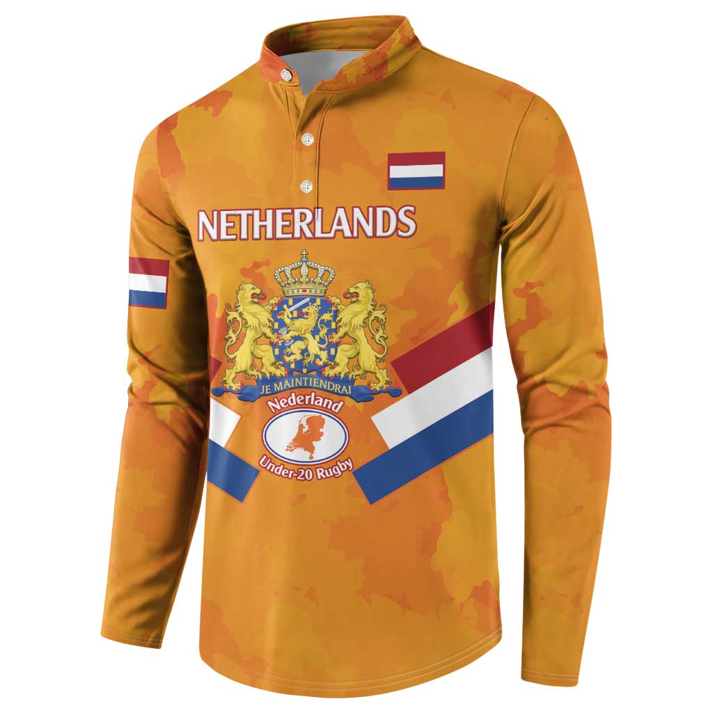 Custom Netherlands Rugby Button Sweatshirt 2024 Go Champions Nederland - Wonder Print Shop