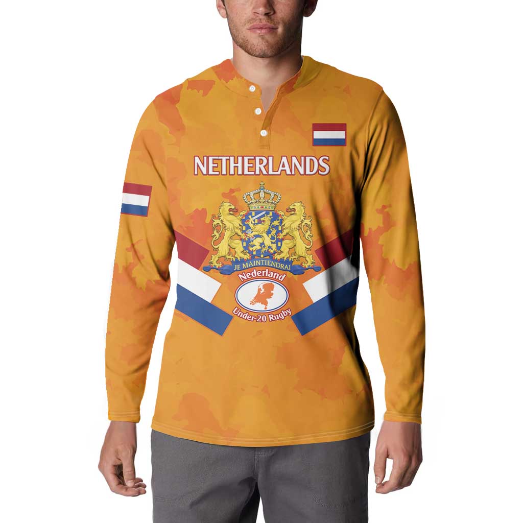 Custom Netherlands Rugby Button Sweatshirt 2024 Go Champions Nederland - Wonder Print Shop