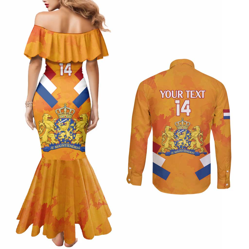 Custom Netherlands Rugby Couples Matching Mermaid Dress and Long Sleeve Button Shirt 2024 Go Champions Nederland