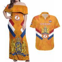 Custom Netherlands Rugby Couples Matching Off Shoulder Maxi Dress and Hawaiian Shirt 2024 Go Champions Nederland - Wonder Print Shop