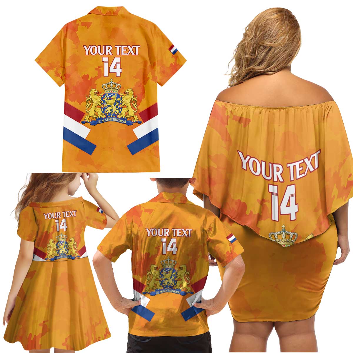 Custom Netherlands Rugby Family Matching Off Shoulder Short Dress and Hawaiian Shirt 2024 Go Champions Nederland - Wonder Print Shop