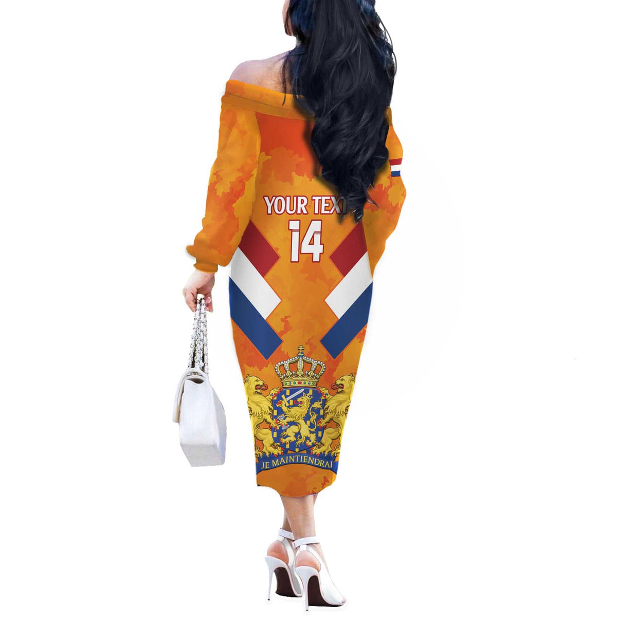 Custom Netherlands Rugby Off The Shoulder Long Sleeve Dress 2024 Go Champions Nederland - Wonder Print Shop