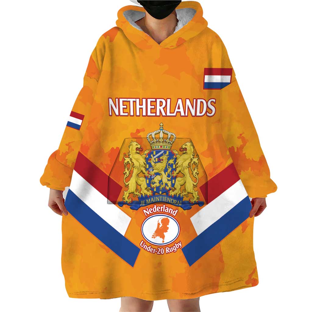 Custom Netherlands Rugby Wearable Blanket Hoodie 2024 Go Champions Nederland - Wonder Print Shop