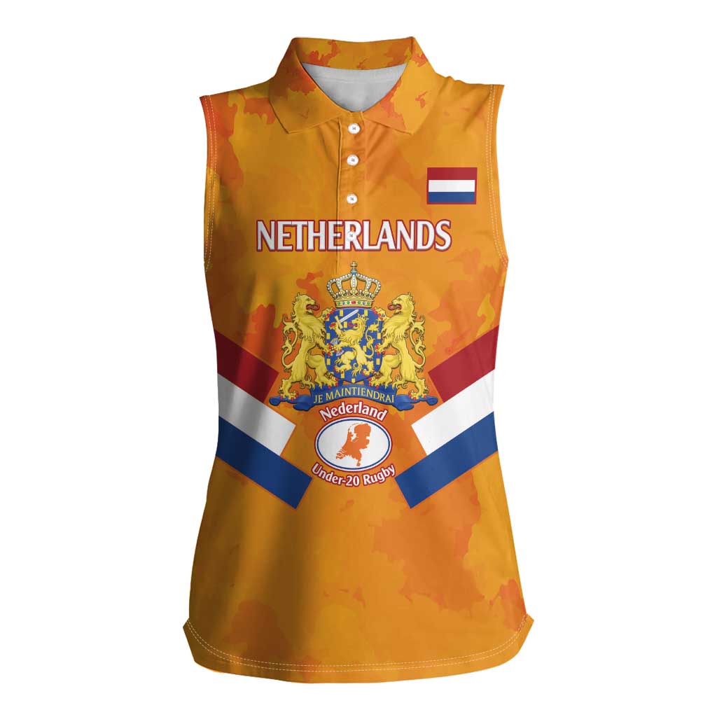 Custom Netherlands Rugby Women Sleeveless Polo Shirt 2024 Go Champions Nederland - Wonder Print Shop