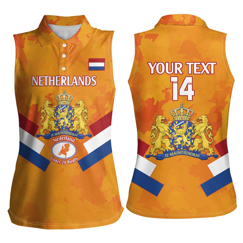Custom Netherlands Rugby Women Sleeveless Polo Shirt 2024 Go Champions Nederland - Wonder Print Shop