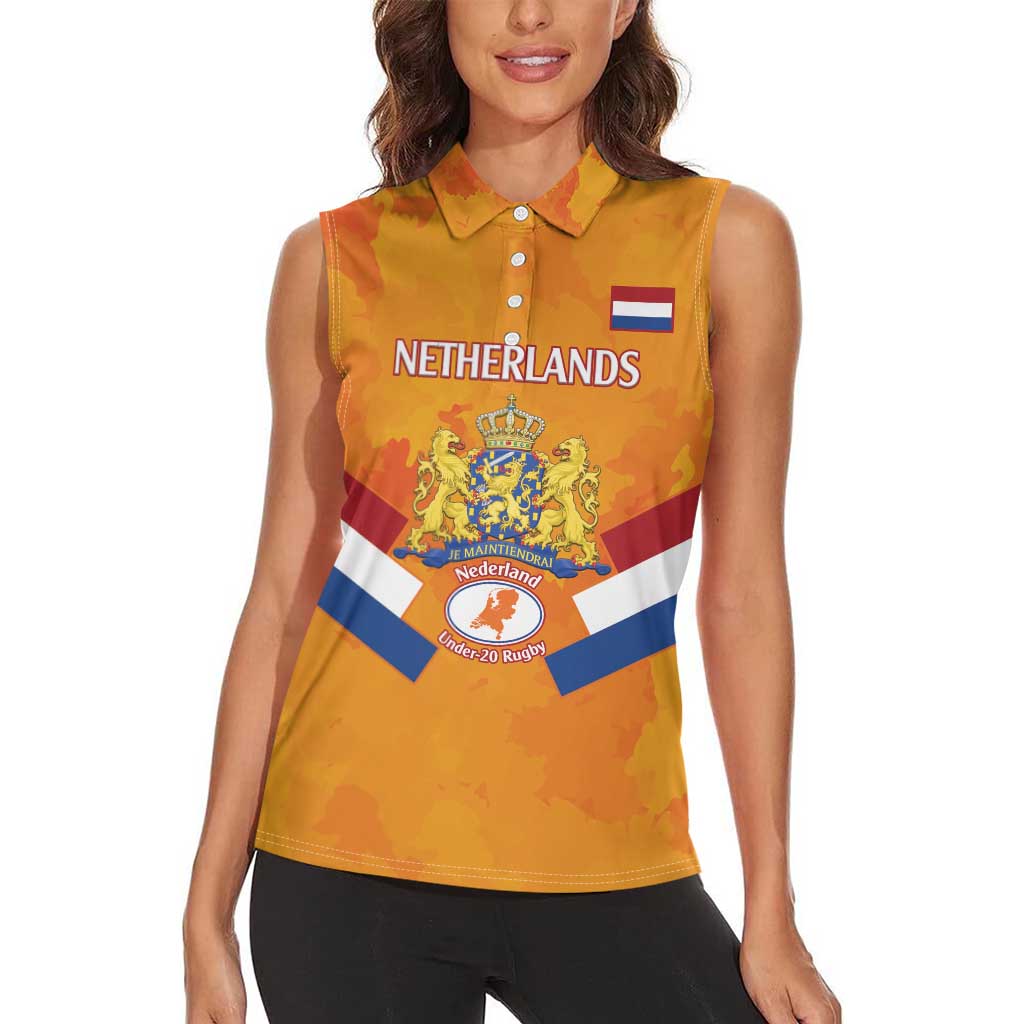 Custom Netherlands Rugby Women Sleeveless Polo Shirt 2024 Go Champions Nederland - Wonder Print Shop