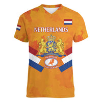 Custom Netherlands Rugby Women V-Neck T-Shirt 2024 Go Champions Nederland - Wonder Print Shop