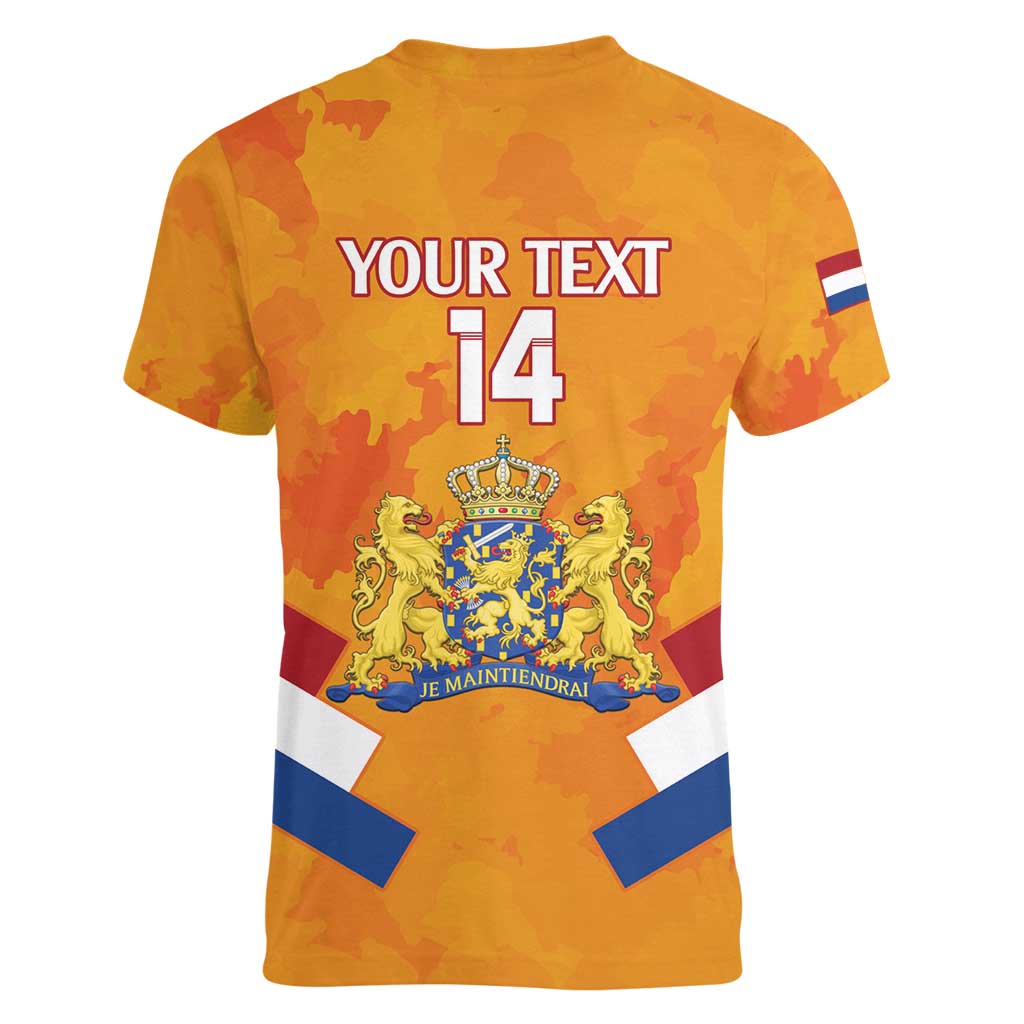 Custom Netherlands Rugby Women V-Neck T-Shirt 2024 Go Champions Nederland - Wonder Print Shop