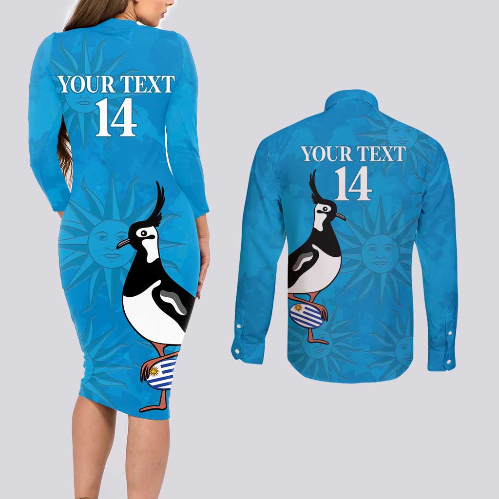 Custom Uruguay Rugby Couples Matching Long Sleeve Bodycon Dress and Long Sleeve Button Shirt 2024 Go Champions Southern Lapwing - Wonder Print Shop