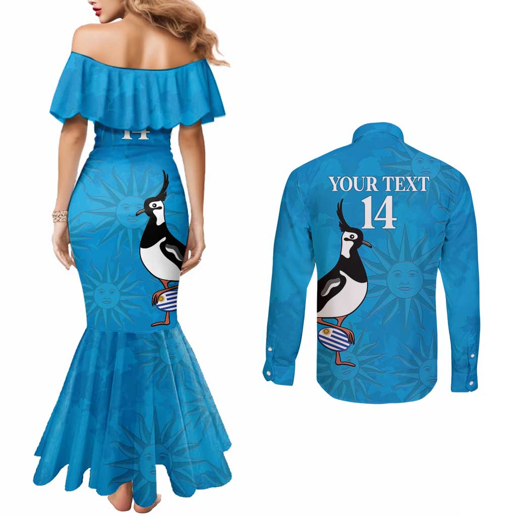 Custom Uruguay Rugby Couples Matching Mermaid Dress and Long Sleeve Button Shirt 2024 Go Champions Southern Lapwing
