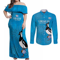 Custom Uruguay Rugby Couples Matching Off Shoulder Maxi Dress and Long Sleeve Button Shirt 2024 Go Champions Southern Lapwing - Wonder Print Shop