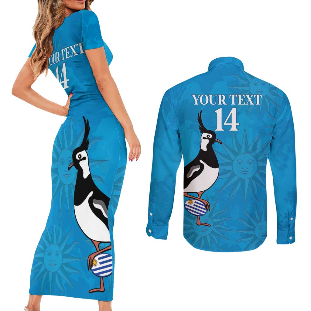 Custom Uruguay Rugby Couples Matching Short Sleeve Bodycon Dress and Long Sleeve Button Shirt 2024 Go Champions Southern Lapwing - Wonder Print Shop