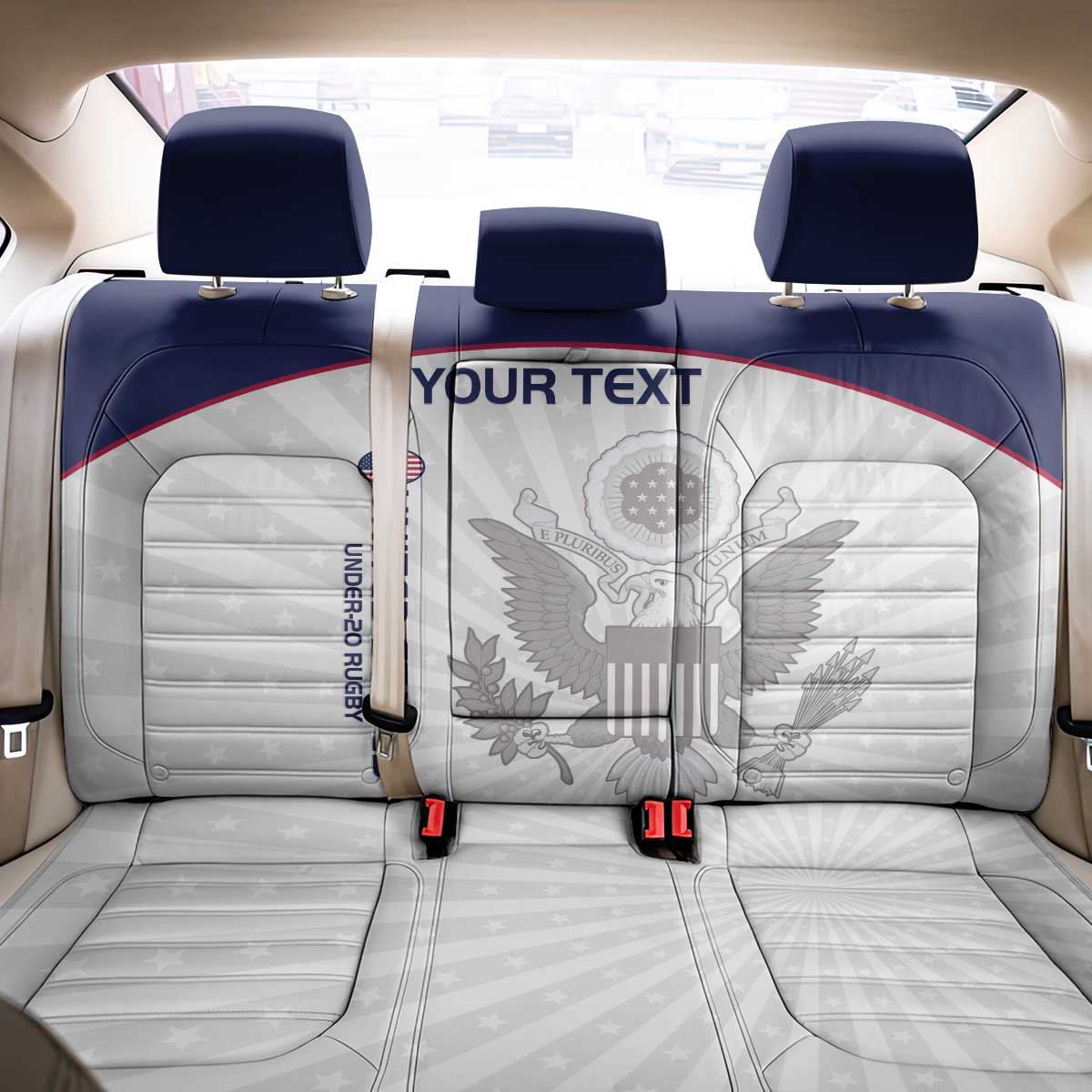 Custom United States Rugby Back Car Seat Cover 2024 Go Champions Eagles - Wonder Print Shop