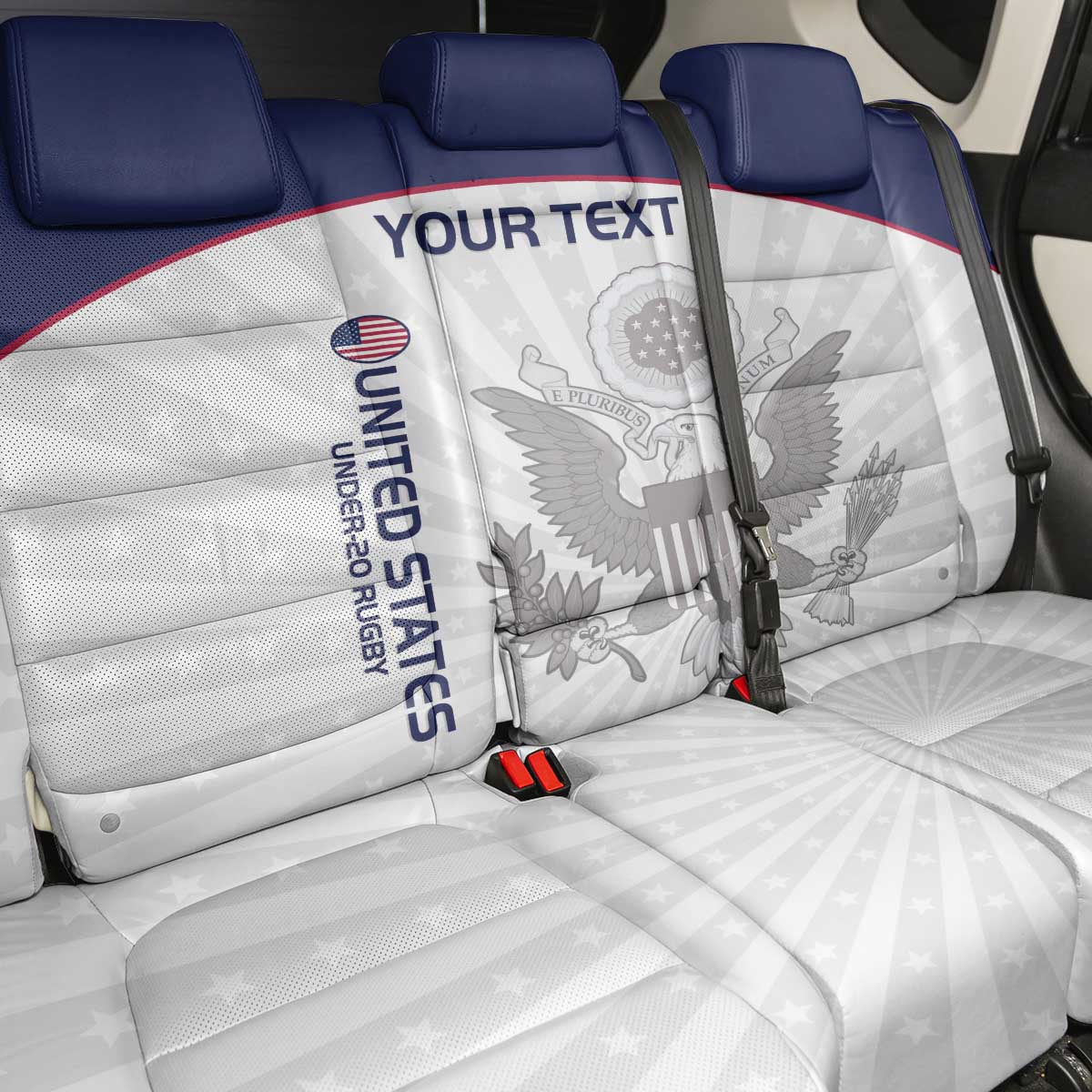 Custom United States Rugby Back Car Seat Cover 2024 Go Champions Eagles - Wonder Print Shop