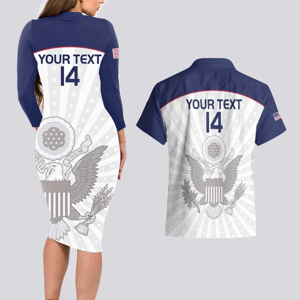 Custom United States Rugby Couples Matching Long Sleeve Bodycon Dress and Hawaiian Shirt 2024 Go Champions Eagles - Wonder Print Shop