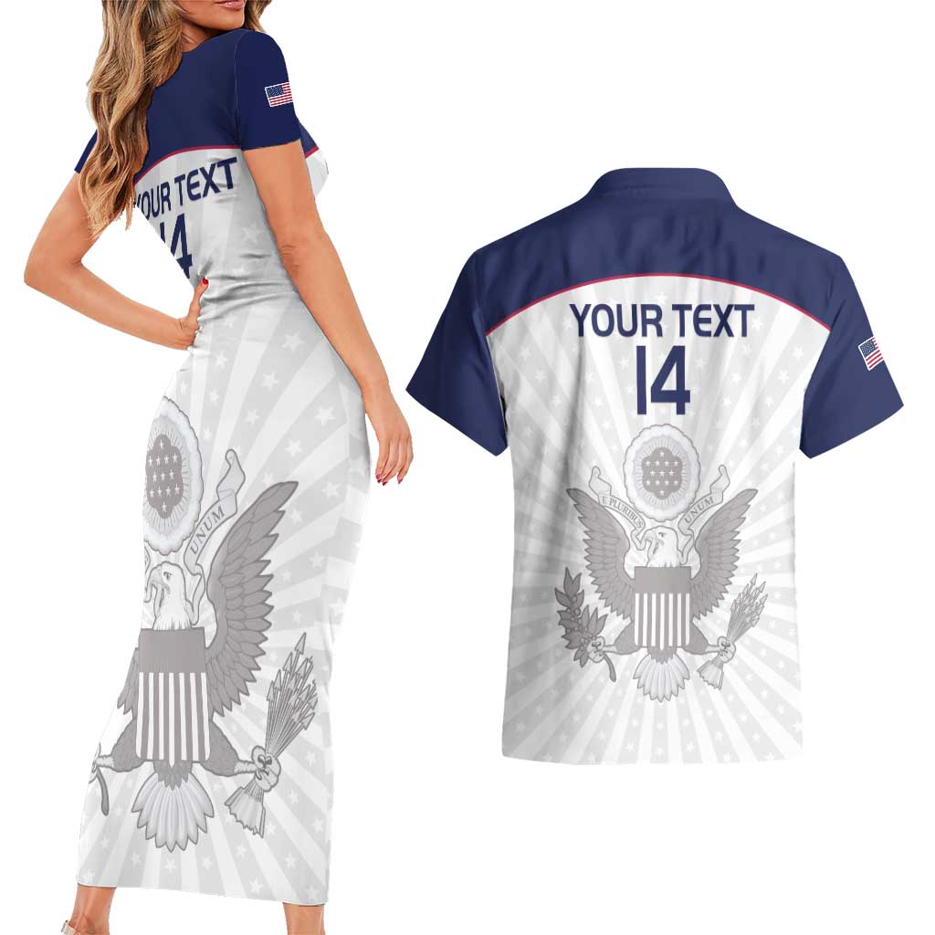 Custom United States Rugby Couples Matching Short Sleeve Bodycon Dress and Hawaiian Shirt 2024 Go Champions Eagles - Wonder Print Shop