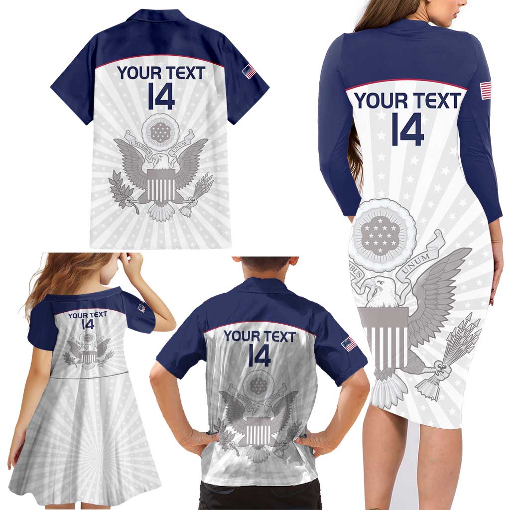 Custom United States Rugby Family Matching Long Sleeve Bodycon Dress and Hawaiian Shirt 2024 Go Champions Eagles - Wonder Print Shop