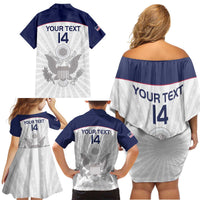 Custom United States Rugby Family Matching Off Shoulder Short Dress and Hawaiian Shirt 2024 Go Champions Eagles - Wonder Print Shop