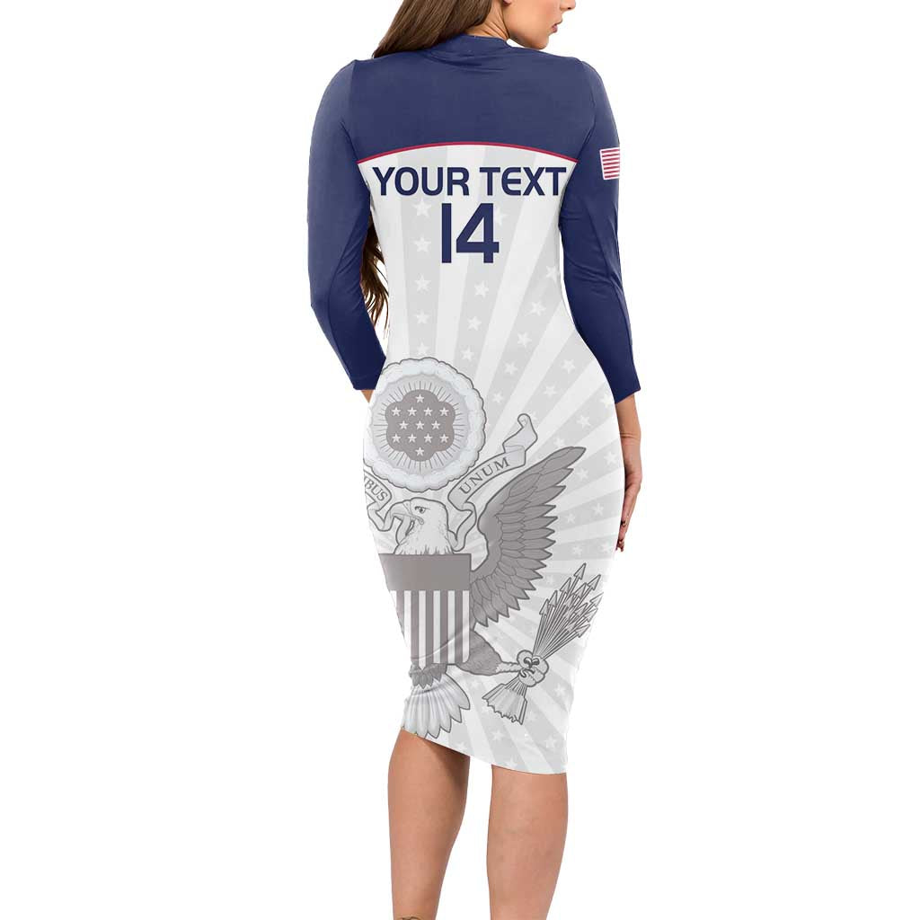 Custom United States Rugby Long Sleeve Bodycon Dress 2024 Go Champions Eagles - Wonder Print Shop