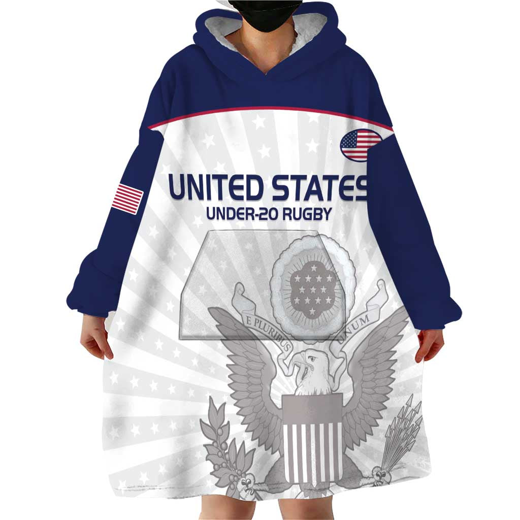 Custom United States Rugby Wearable Blanket Hoodie 2024 Go Champions Eagles - Wonder Print Shop