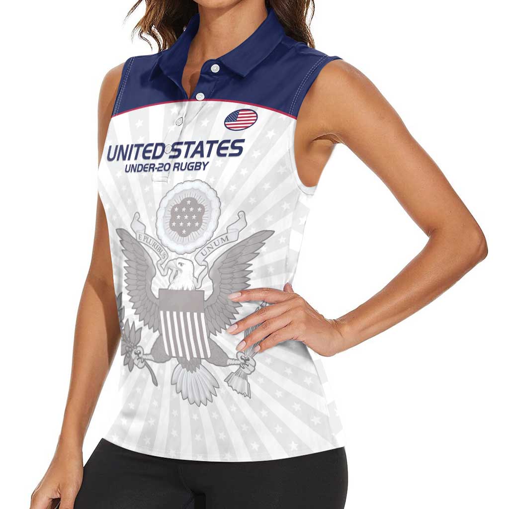 Custom United States Rugby Women Sleeveless Polo Shirt 2024 Go Champions Eagles - Wonder Print Shop