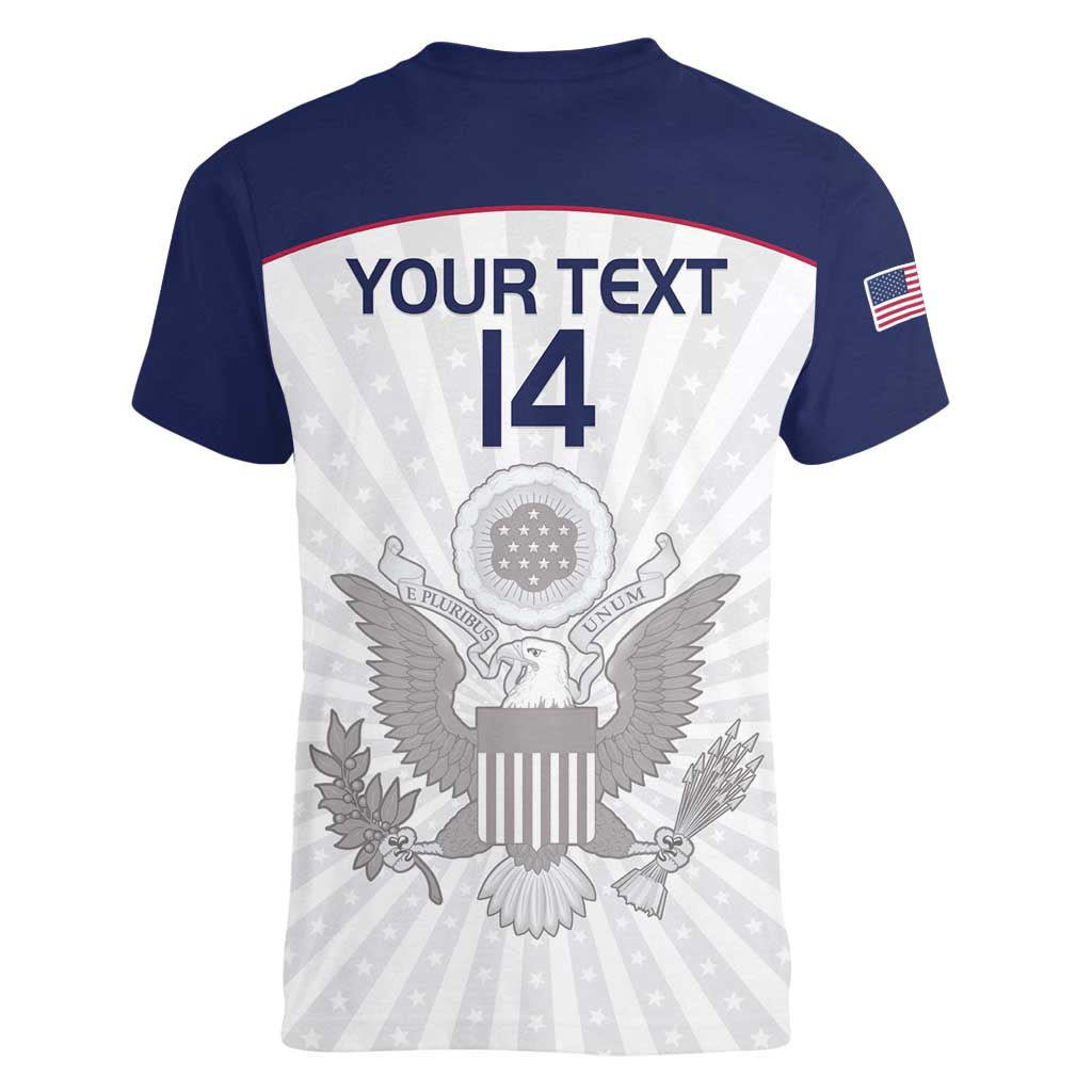Custom United States Rugby Women V-Neck T-Shirt 2024 Go Champions Eagles - Wonder Print Shop