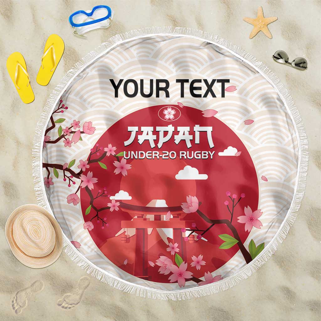 Custom Japan Rugby Beach Blanket 2024 Go Champions Cherry Blossoms - Wonder Print Shop