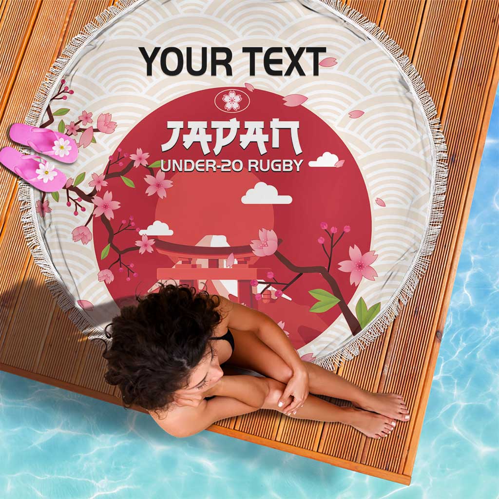 Custom Japan Rugby Beach Blanket 2024 Go Champions Cherry Blossoms - Wonder Print Shop