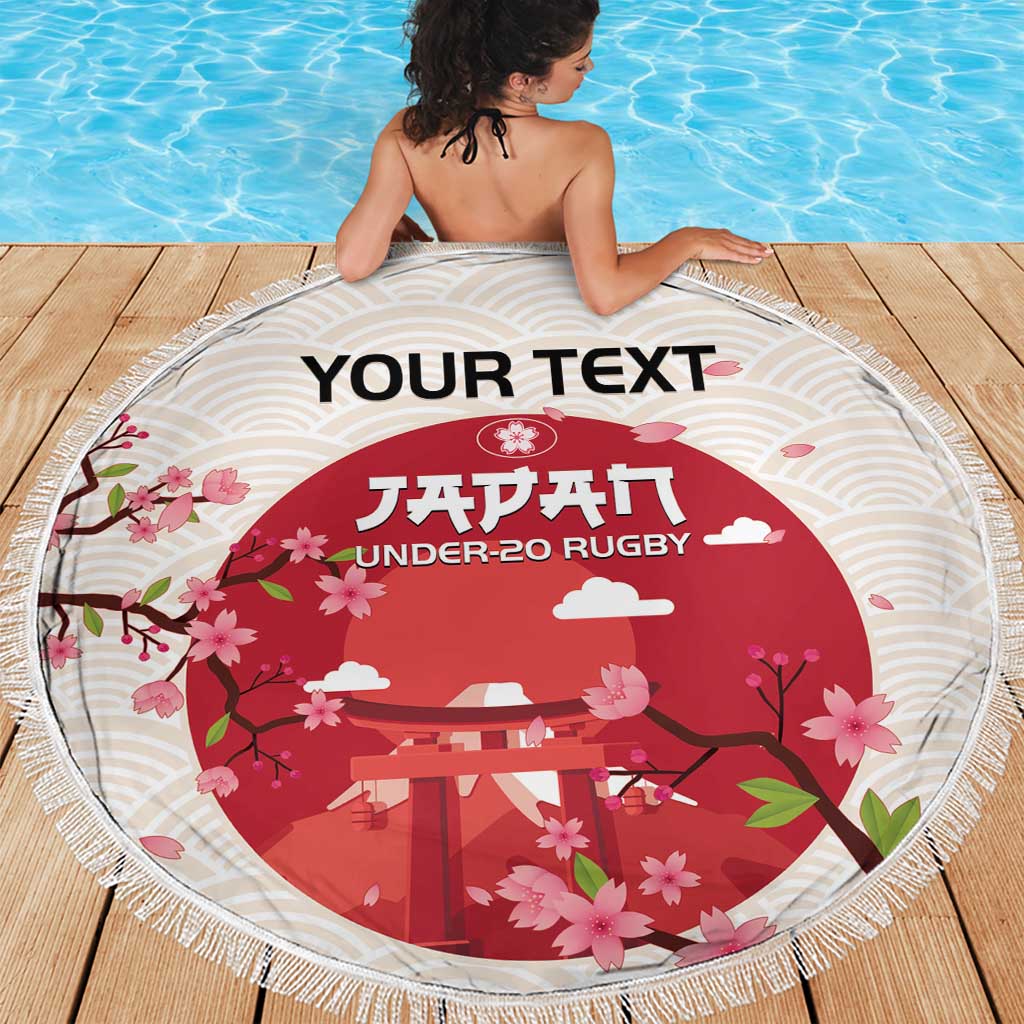 Custom Japan Rugby Beach Blanket 2024 Go Champions Cherry Blossoms - Wonder Print Shop
