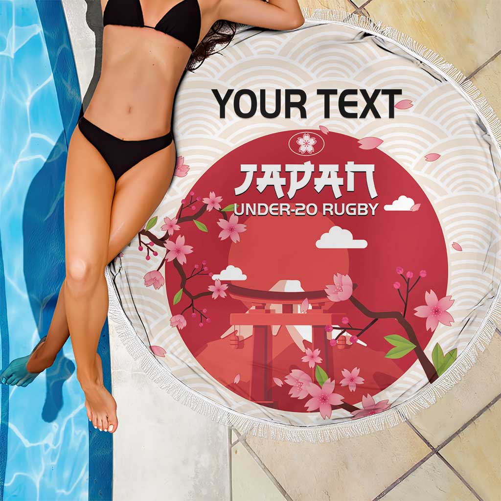 Custom Japan Rugby Beach Blanket 2024 Go Champions Cherry Blossoms - Wonder Print Shop