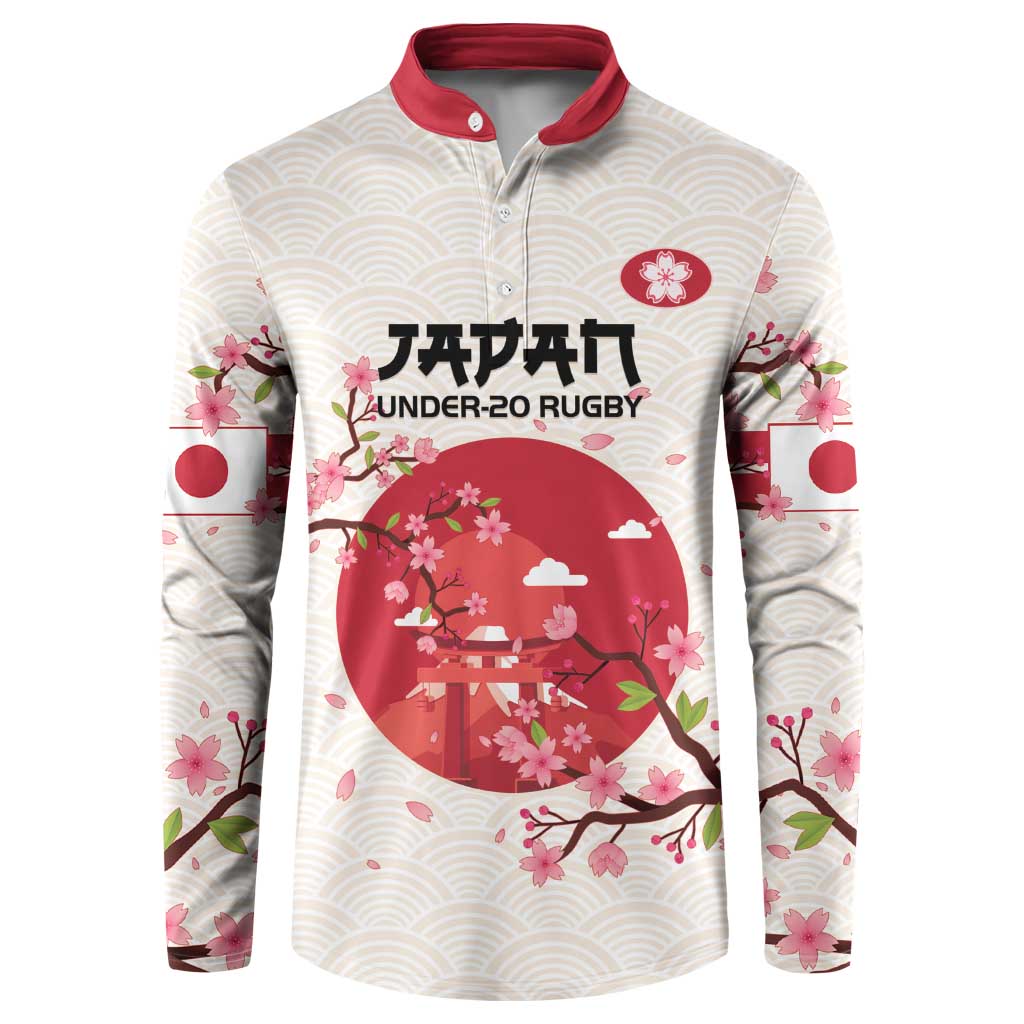 Custom Japan Rugby Button Sweatshirt 2024 Go Champions Cherry Blossoms - Wonder Print Shop