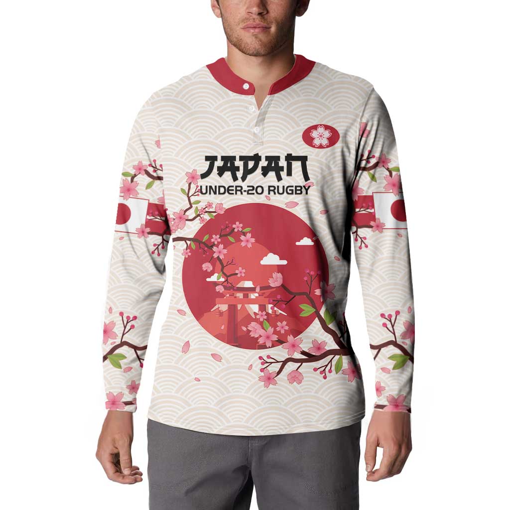 Custom Japan Rugby Button Sweatshirt 2024 Go Champions Cherry Blossoms - Wonder Print Shop