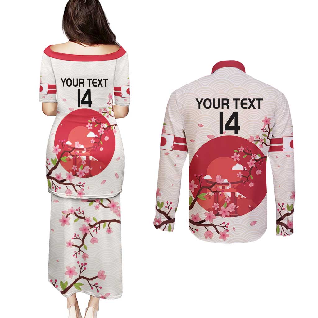 Custom Japan Rugby Couples Matching Puletasi and Long Sleeve Button Shirt 2024 Go Champions Cherry Blossoms - Wonder Print Shop