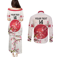 Custom Japan Rugby Couples Matching Puletasi and Long Sleeve Button Shirt 2024 Go Champions Cherry Blossoms - Wonder Print Shop