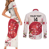 Custom Japan Rugby Couples Matching Short Sleeve Bodycon Dress and Long Sleeve Button Shirt 2024 Go Champions Cherry Blossoms - Wonder Print Shop