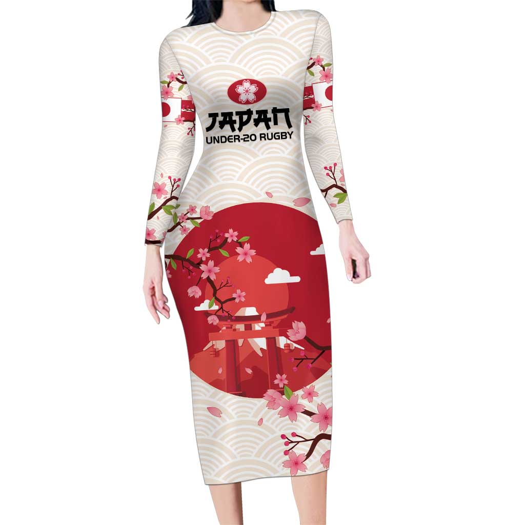 Custom Japan Rugby Family Matching Long Sleeve Bodycon Dress and Hawaiian Shirt 2024 Go Champions Cherry Blossoms - Wonder Print Shop