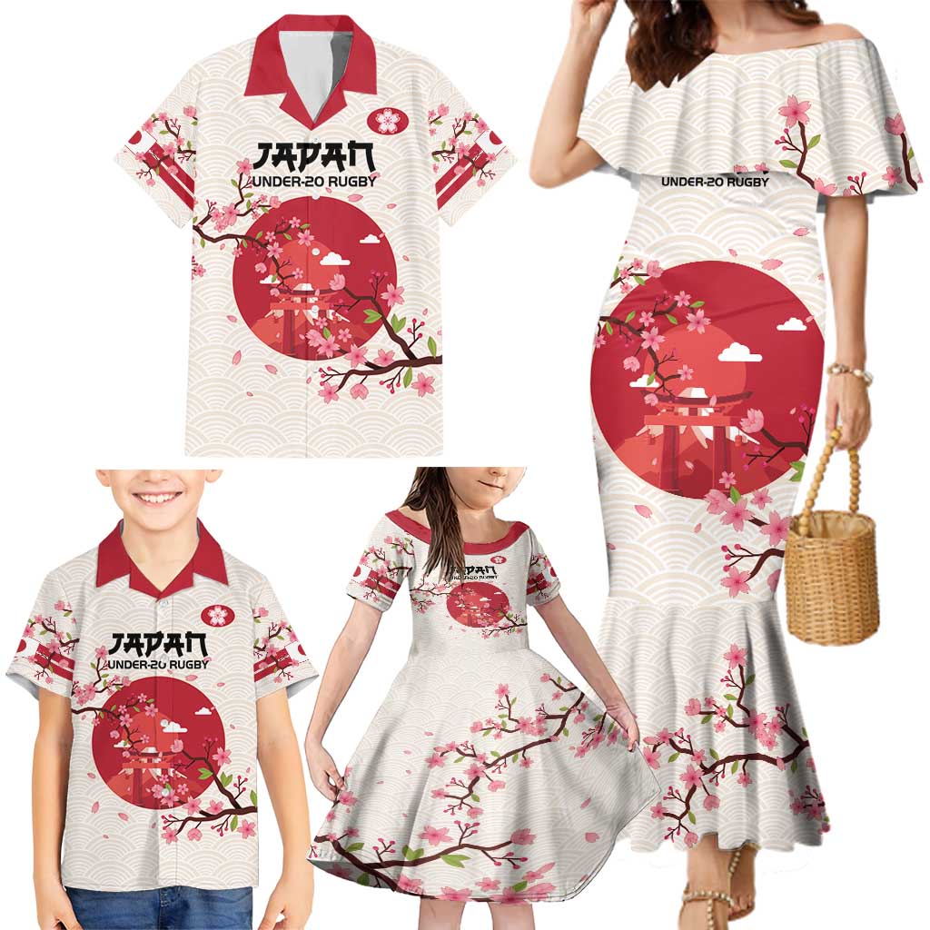 Custom Japan Rugby Family Matching Mermaid Dress and Hawaiian Shirt 2024 Go Champions Cherry Blossoms - Wonder Print Shop
