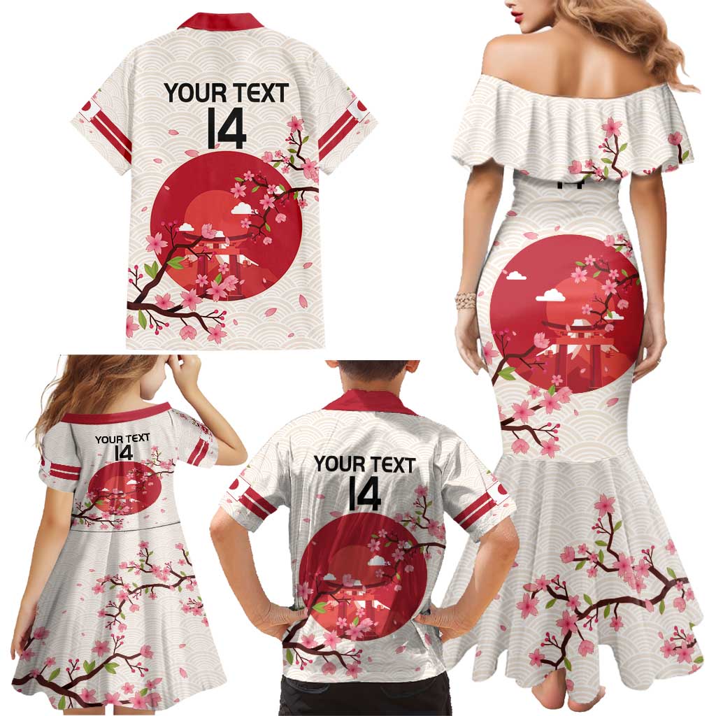 Custom Japan Rugby Family Matching Mermaid Dress and Hawaiian Shirt 2024 Go Champions Cherry Blossoms - Wonder Print Shop