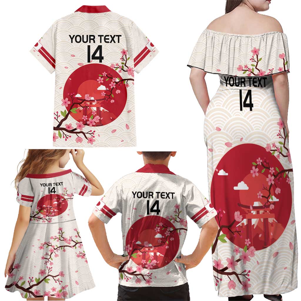 Custom Japan Rugby Family Matching Off Shoulder Maxi Dress and Hawaiian Shirt 2024 Go Champions Cherry Blossoms - Wonder Print Shop