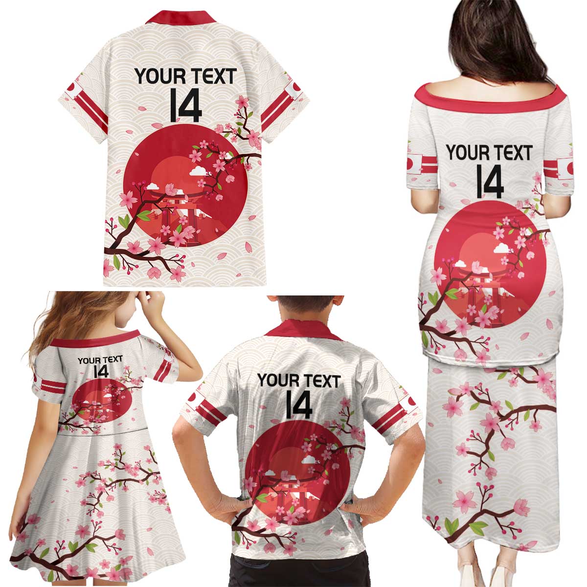 Custom Japan Rugby Family Matching Puletasi and Hawaiian Shirt 2024 Go Champions Cherry Blossoms - Wonder Print Shop