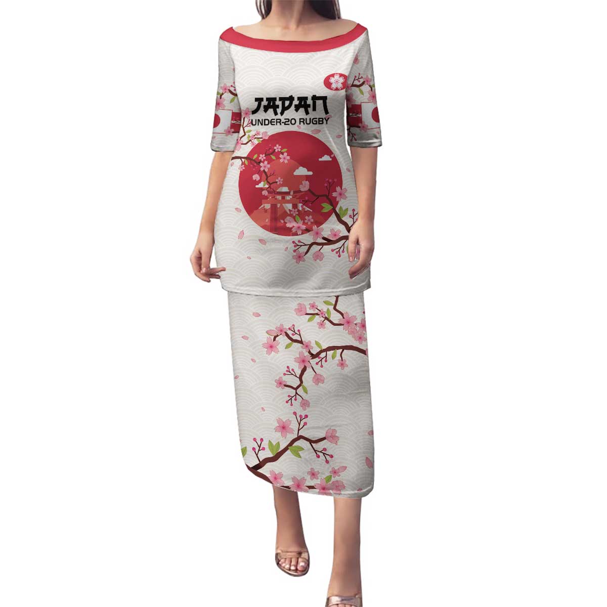 Custom Japan Rugby Family Matching Puletasi and Hawaiian Shirt 2024 Go Champions Cherry Blossoms - Wonder Print Shop
