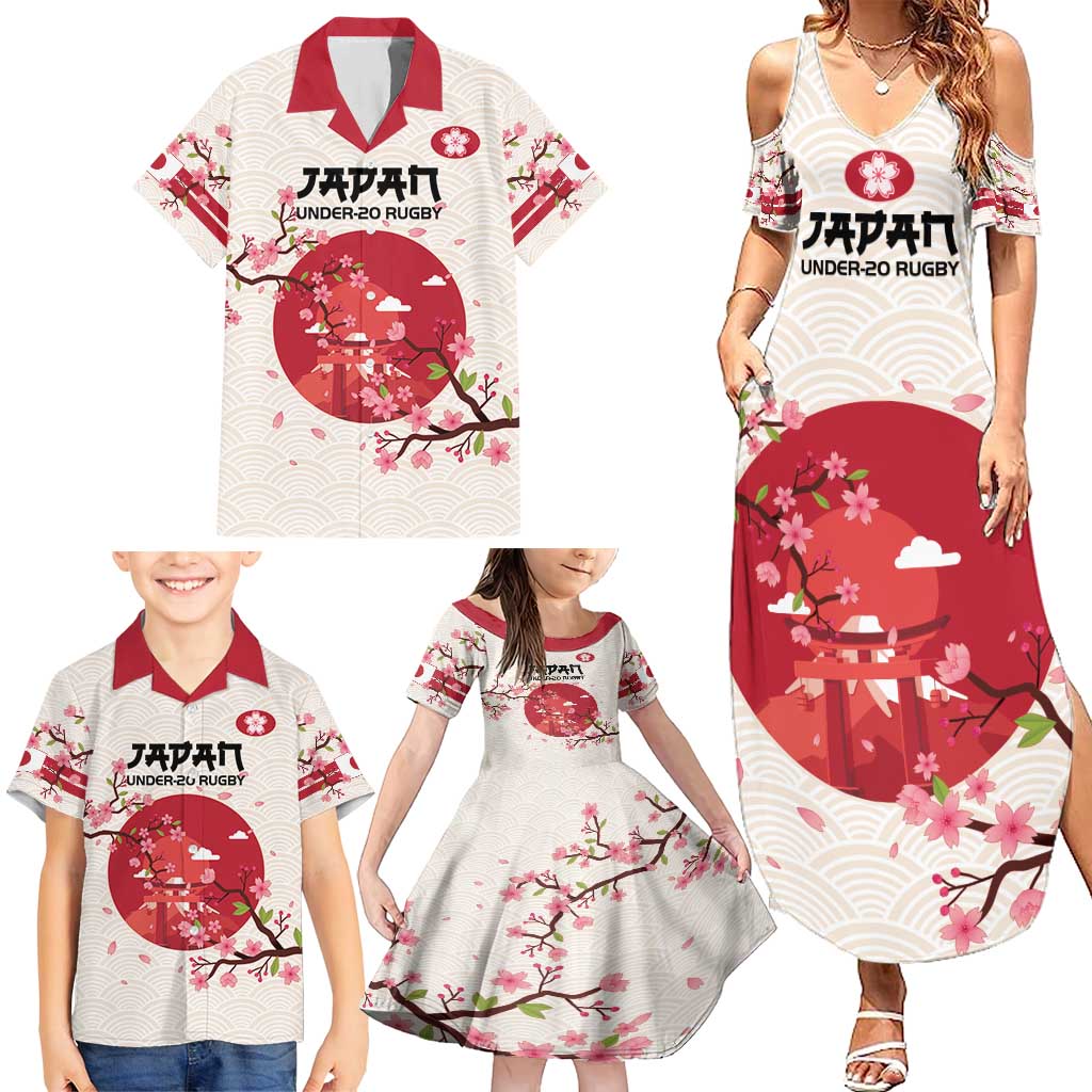 Custom Japan Rugby Family Matching Summer Maxi Dress and Hawaiian Shirt 2024 Go Champions Cherry Blossoms - Wonder Print Shop