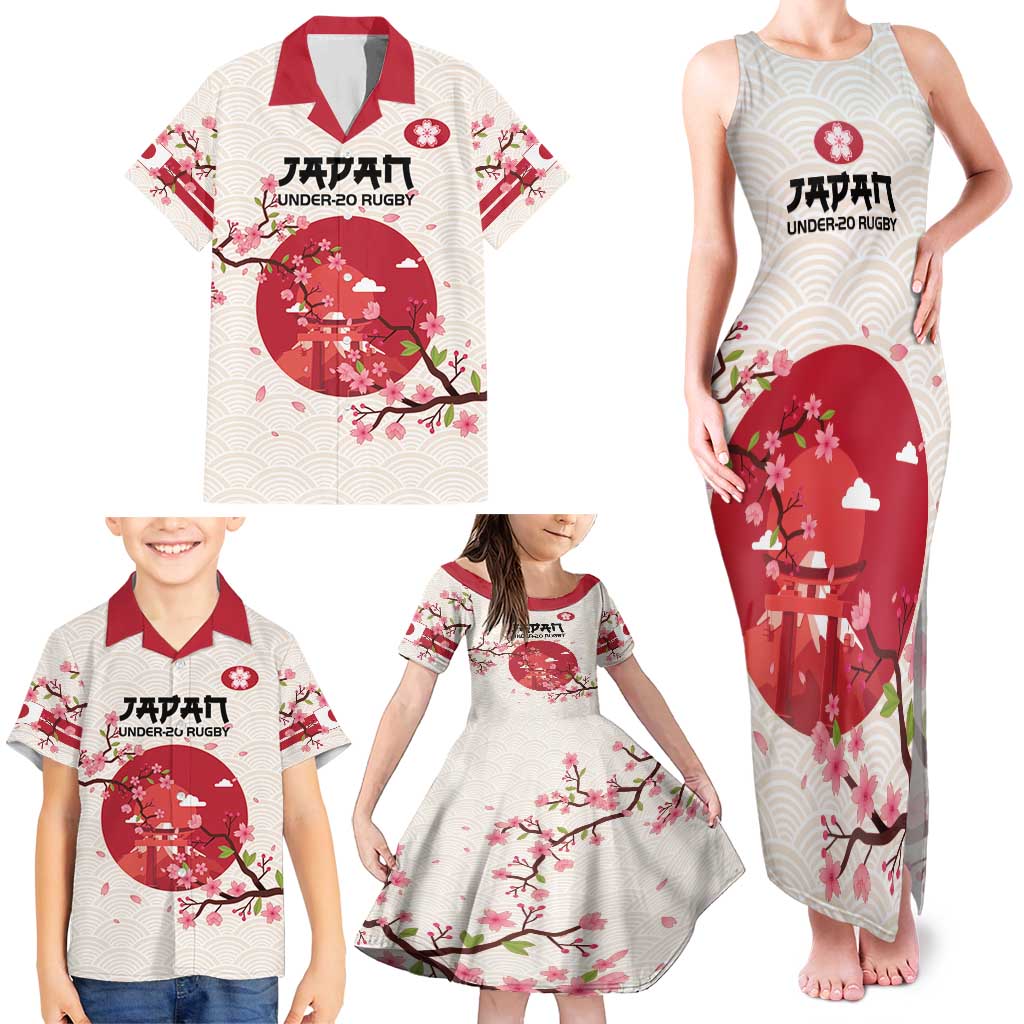 Custom Japan Rugby Family Matching Tank Maxi Dress and Hawaiian Shirt 2024 Go Champions Cherry Blossoms - Wonder Print Shop
