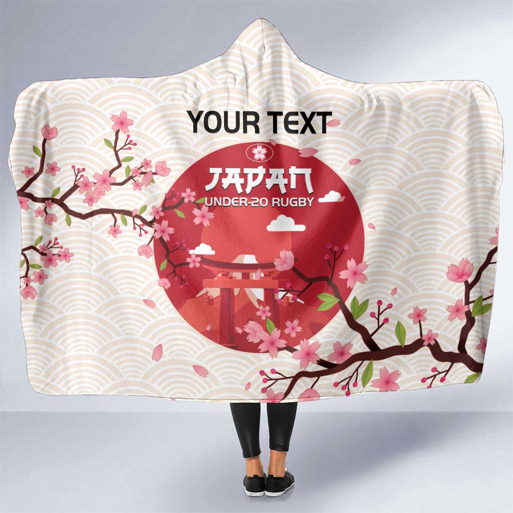Custom Japan Rugby Hooded Blanket 2024 Go Champions Cherry Blossoms
