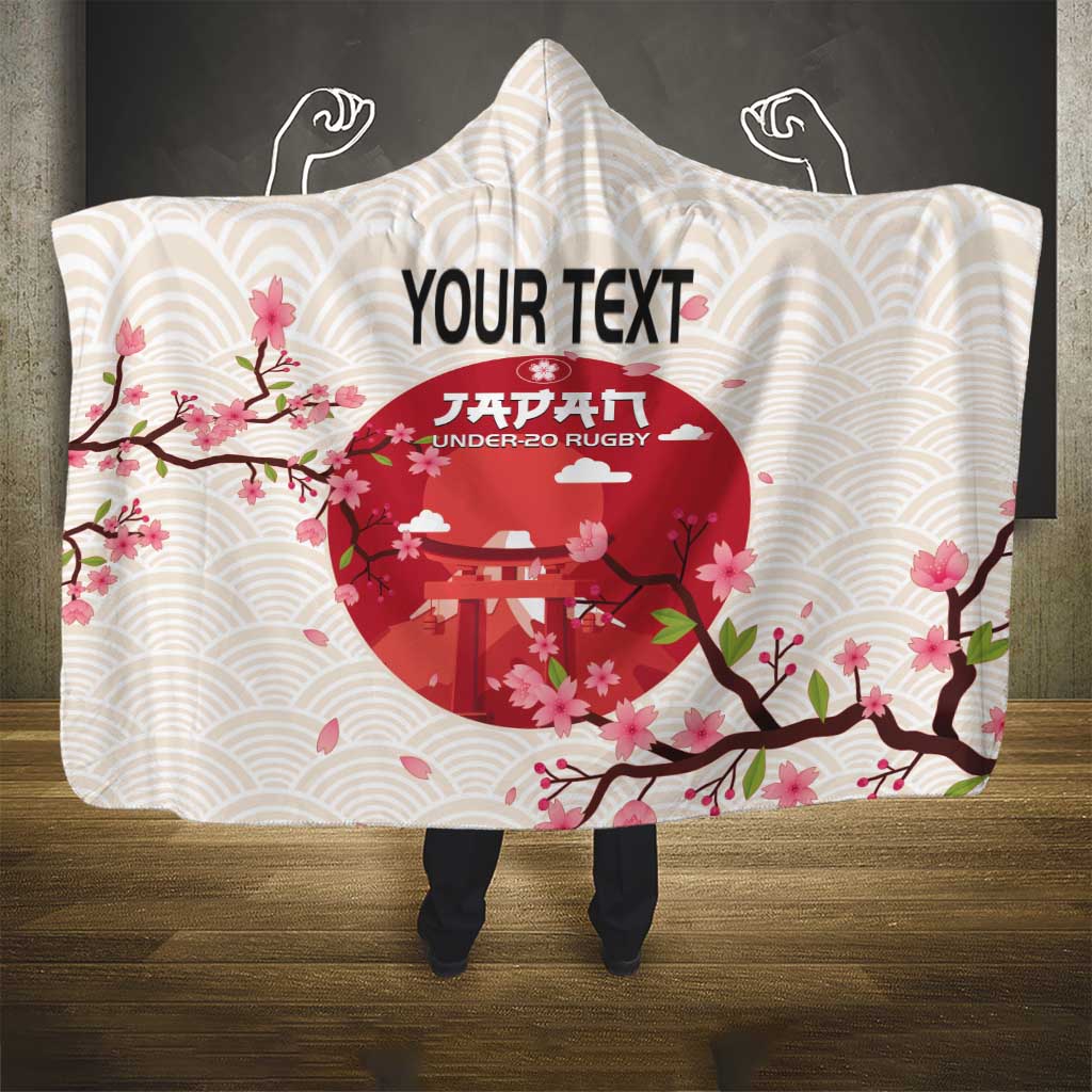 Custom Japan Rugby Hooded Blanket 2024 Go Champions Cherry Blossoms