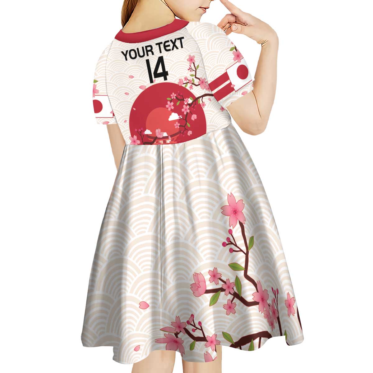 Custom Japan Rugby Kid Short Sleeve Dress 2024 Go Champions Cherry Blossoms - Wonder Print Shop